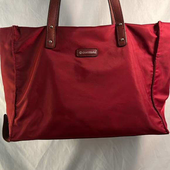 Gianni Bernini Maroon Nylon Tote-EUC - Picture 3 of 7